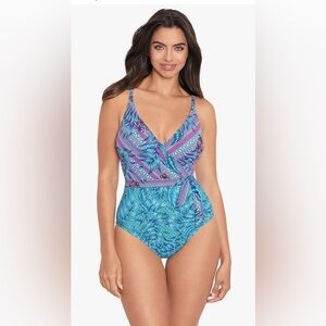 NEW w/Tags Skinnydippers by Miraclesuit Malibu Surplice Wrap One-Piece Swimsuit